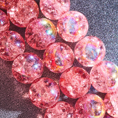Bracelet en verre à bulles en argent sterling 925 | Meringue magenta